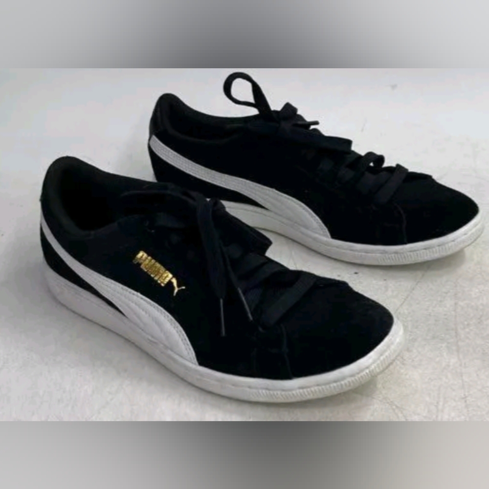 Puma Women's Platform Softfoam Suede Gold / Black Sneakers -Size 6.5 - Picture 3 of 7